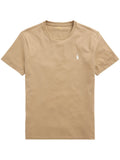 T-Shirt Ralph Lauren col rond jersey coupe ajustée Marron Clair