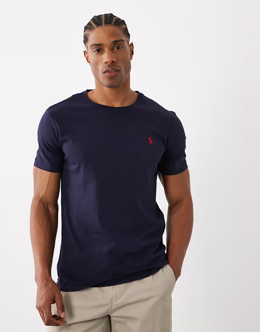 T-Shirt Ralph Lauren col rond jersey coupe ajustée Bleu marine